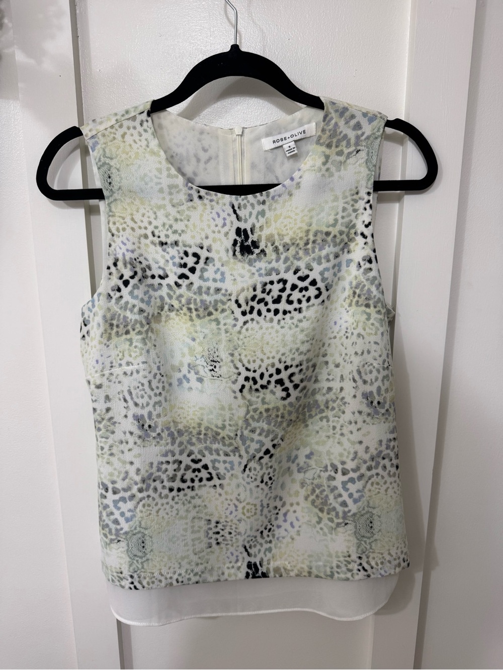 Rose & Olive Pale Multi Animal-Print Sleeveless Top